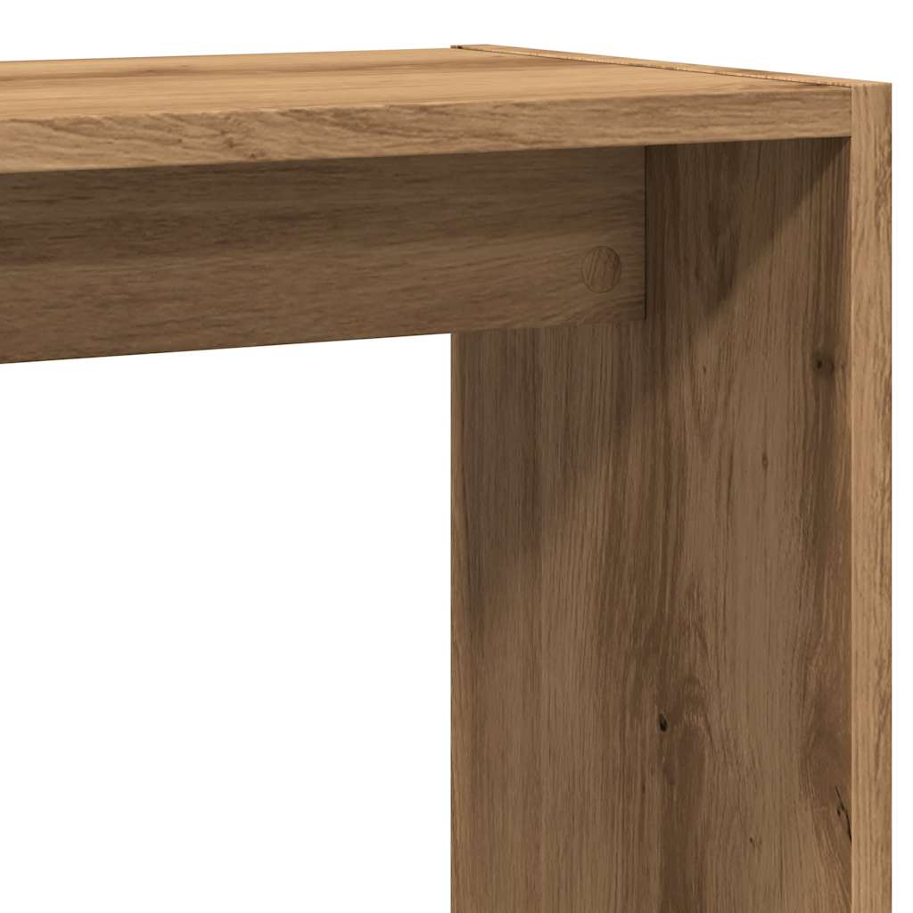 Bijzettafel 50x26x50 cm bewerkt hout artisanaal eikenkleurig
