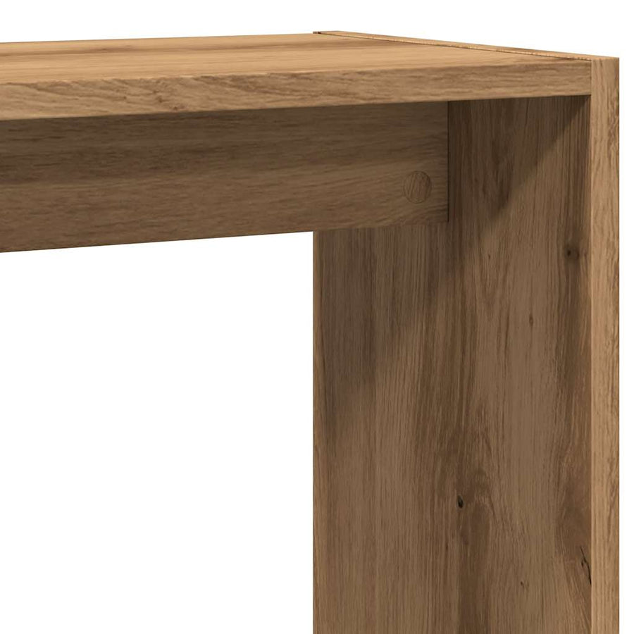 Bijzettafel 50x26x50 cm bewerkt hout artisanaal eikenkleurig