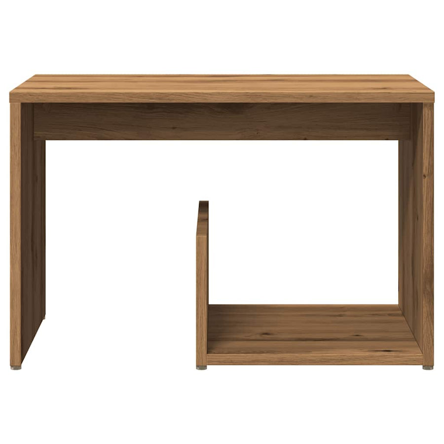 Bijzettafel 59x36x38 cm bewerkt hout artisanaal eikenkleurig
