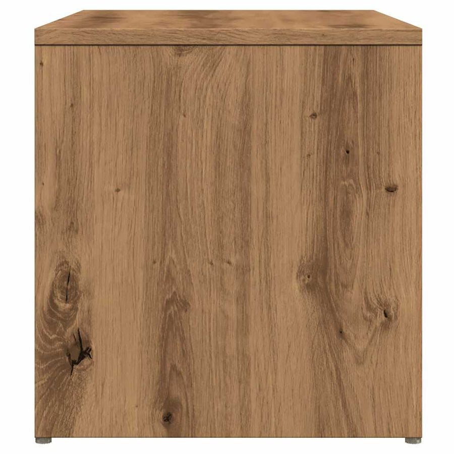 Bijzettafel 59x36x38 cm bewerkt hout artisanaal eikenkleurig