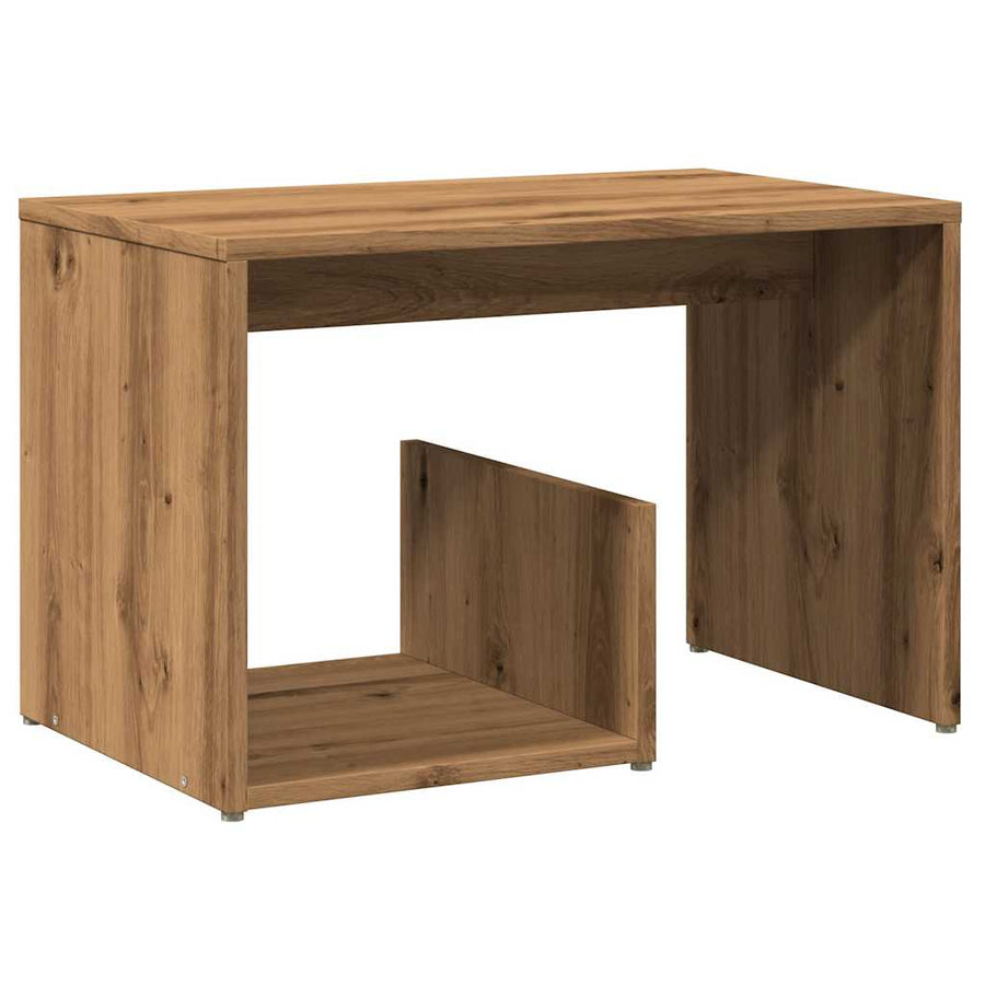 Bijzettafel 59x36x38 cm bewerkt hout artisanaal eikenkleurig