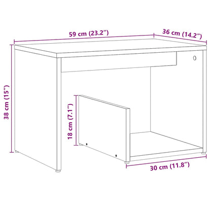Bijzettafel 59x36x38 cm bewerkt hout artisanaal eikenkleurig