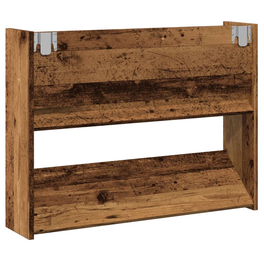 Wandschoenenkast 80x18x60 cm bewerkt hout oud houtkleurig