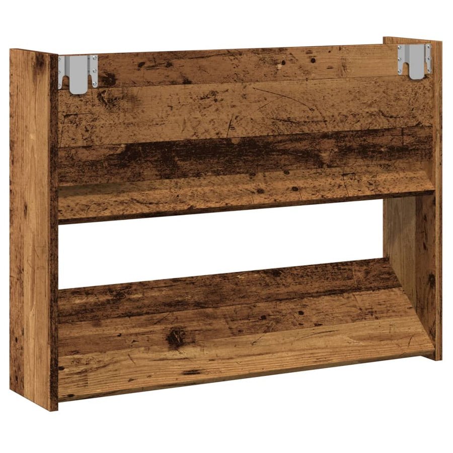 Wandschoenenkast 80x18x60 cm bewerkt hout oud houtkleurig