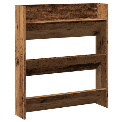 Wandschoenenkast 80x18x90 cm bewerkt hout oud houtkleurig