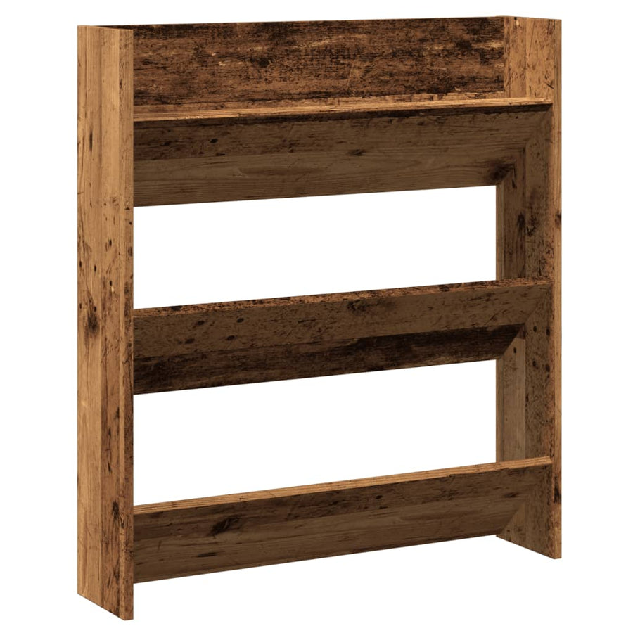 Wandschoenenkast 80x18x90 cm bewerkt hout oud houtkleurig
