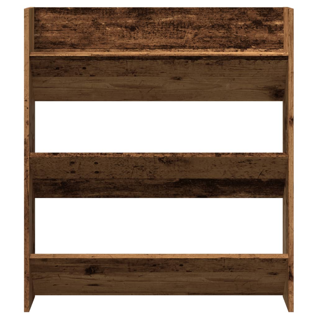 Wandschoenenkast 80x18x90 cm bewerkt hout oud houtkleurig
