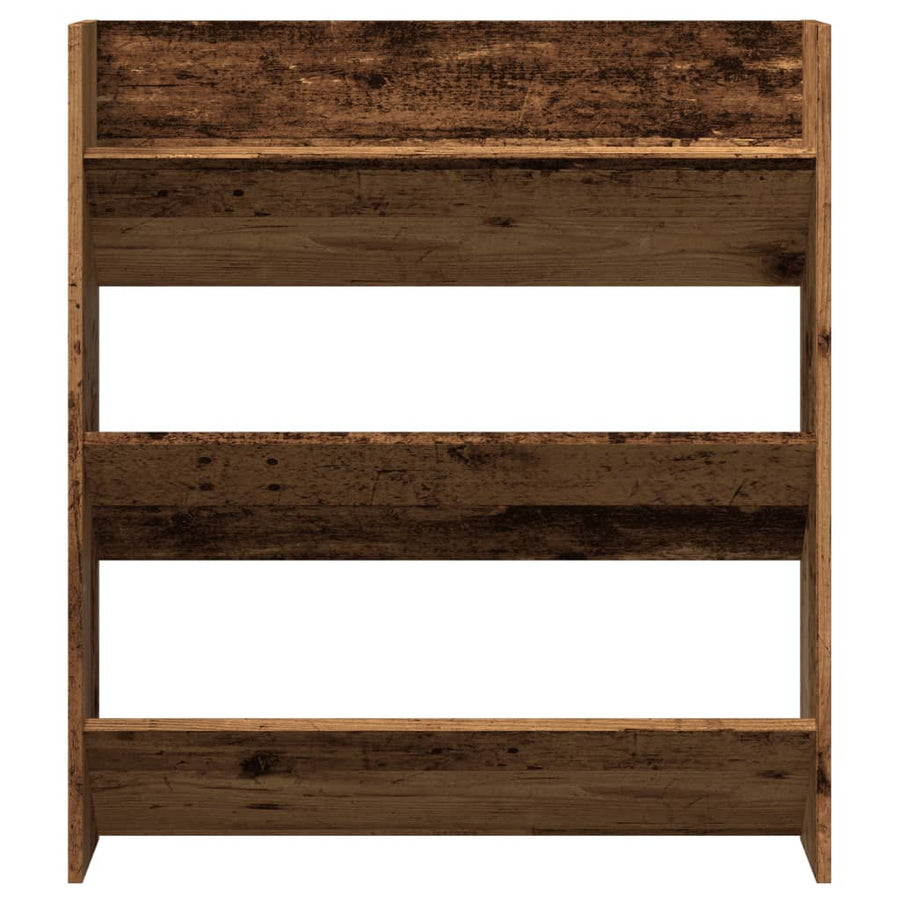 Wandschoenenkast 80x18x90 cm bewerkt hout oud houtkleurig