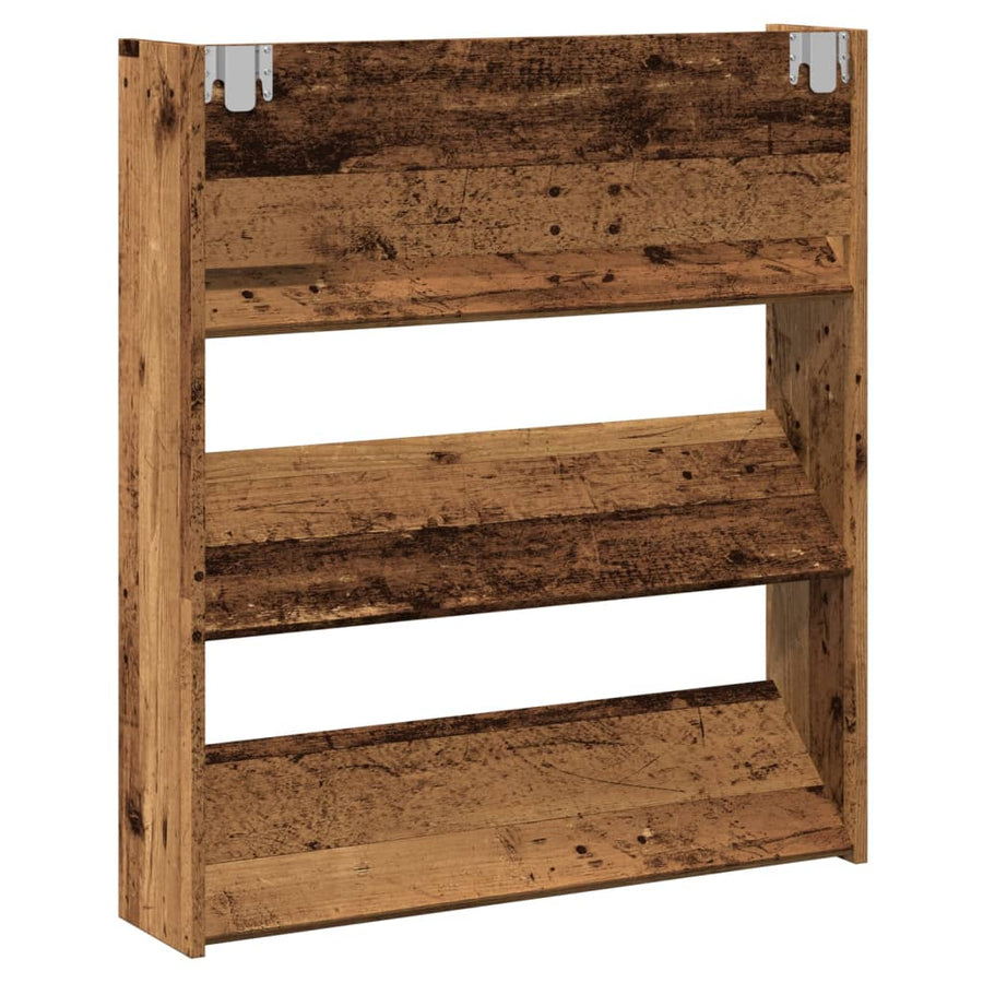 Wandschoenenkast 80x18x90 cm bewerkt hout oud houtkleurig