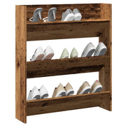 Wandschoenenkast 80x18x90 cm bewerkt hout oud houtkleurig