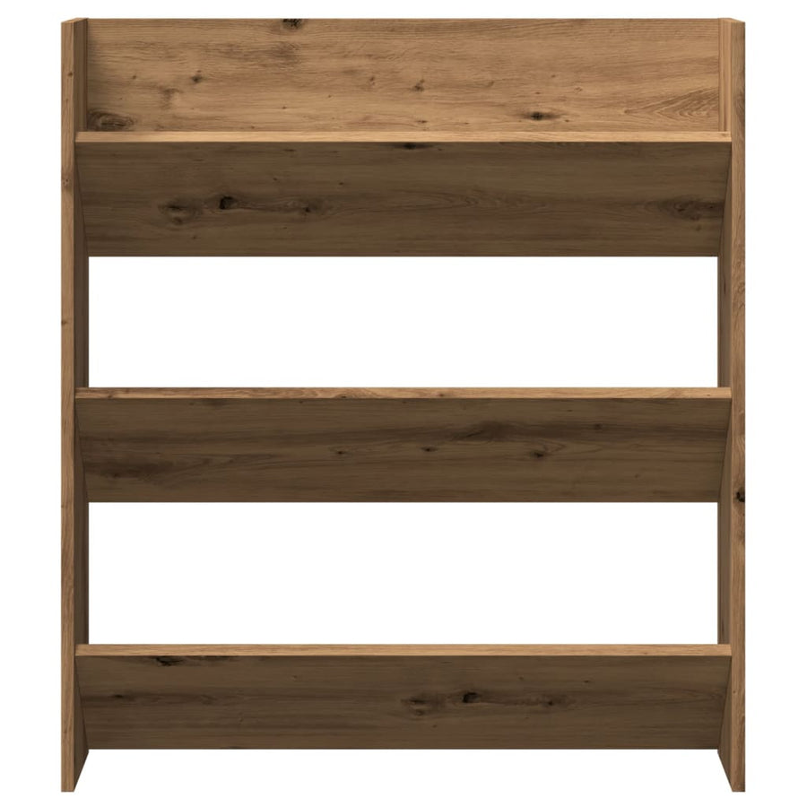 Wandschoenenkast 80x18x90 cm bewerkt hout artisanaal eikenkleur