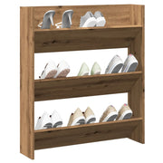 Wandschoenenkast 80x18x90 cm bewerkt hout eikenkleur