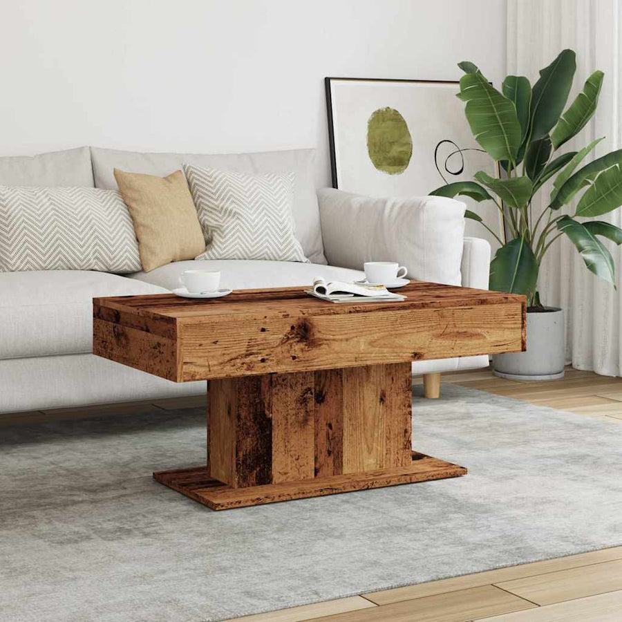 Salontafel oud houtkleurig 96x50x45 cm bewerkt hout