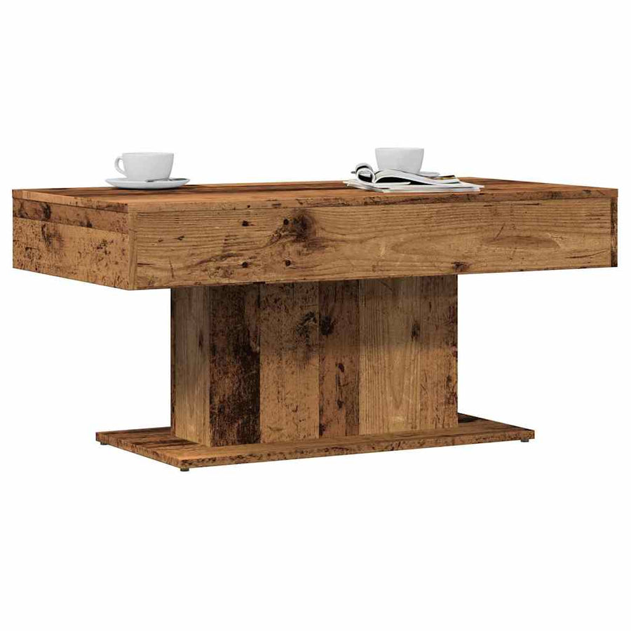 Salontafel oud houtkleurig 96x50x45 cm bewerkt hout