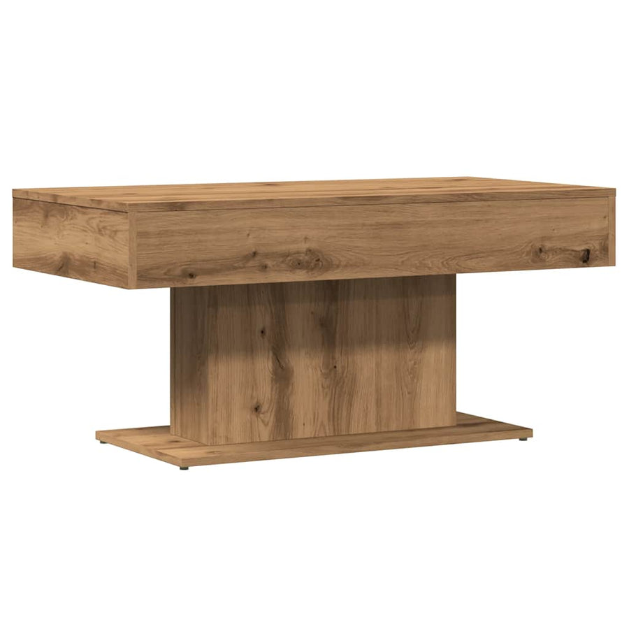 Salontafel artisanaal eiken 96x50x45 cm bewerkt hout
