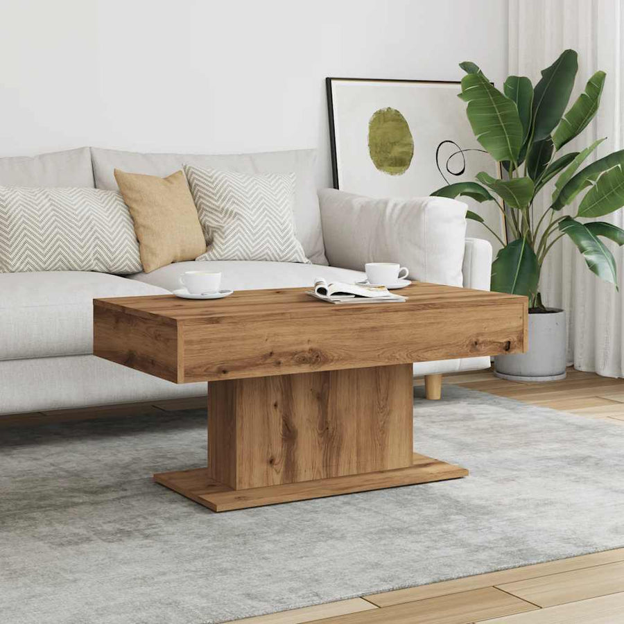 Salontafel artisanaal eiken 96x50x45 cm bewerkt hout