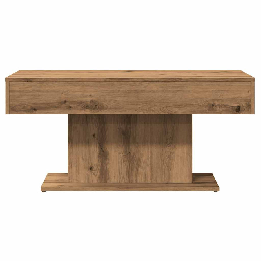 Salontafel artisanaal eiken 96x50x45 cm bewerkt hout