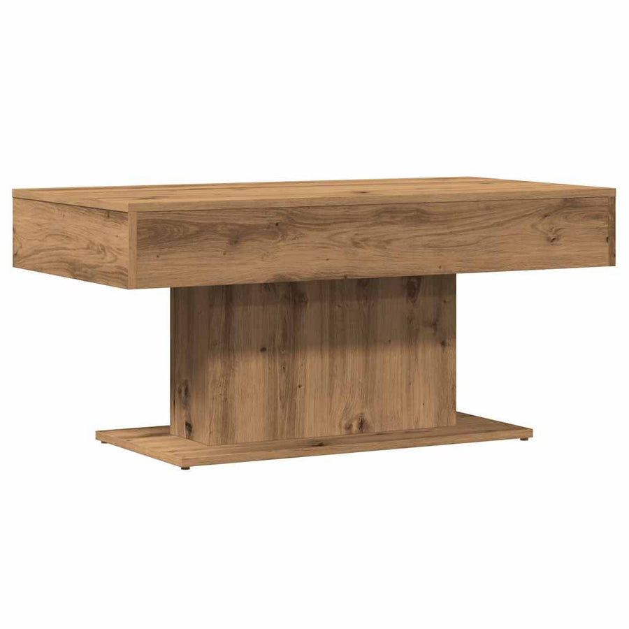 Salontafel artisanaal eiken 96x50x45 cm bewerkt hout