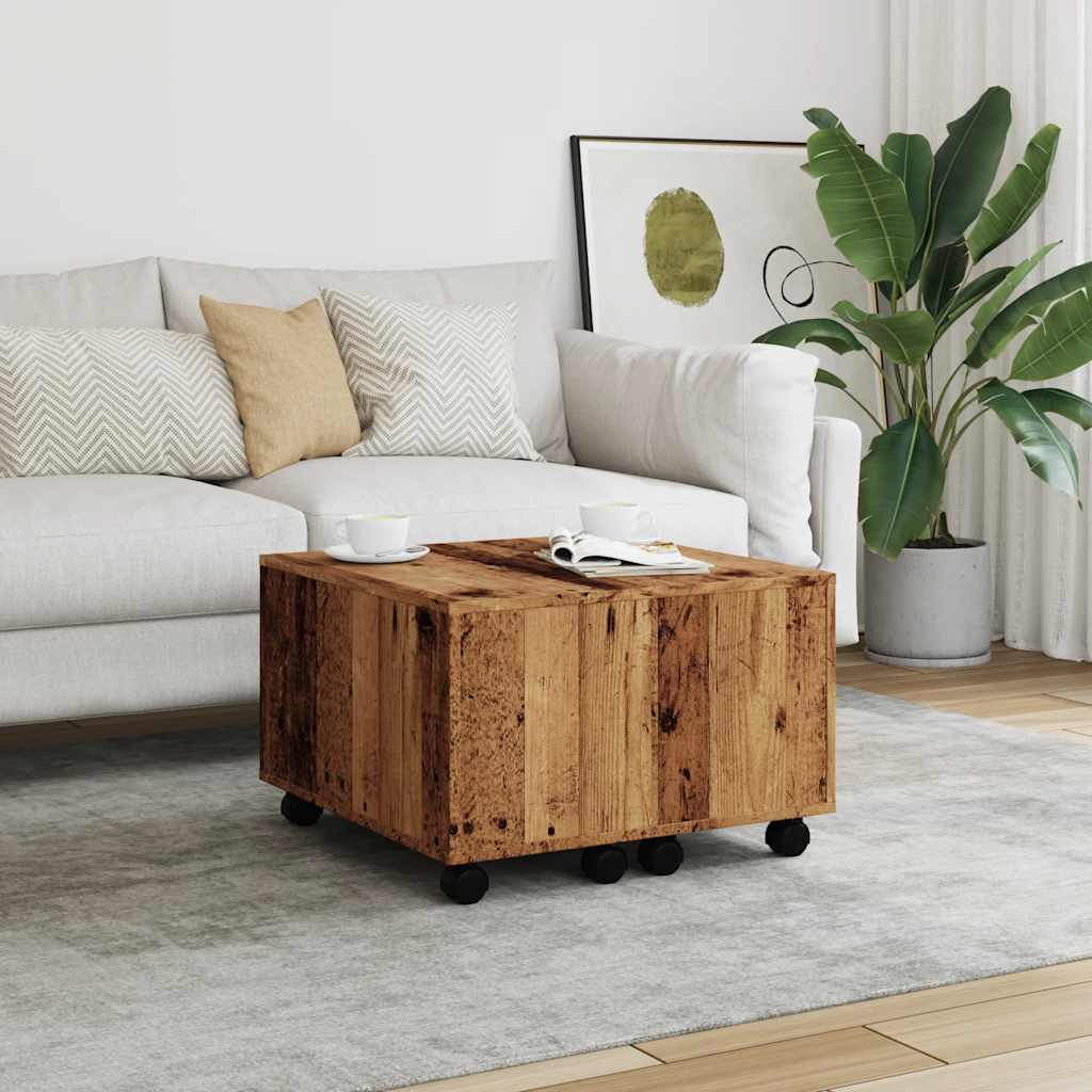 Salontafel 60x60x38 cm bewerkt hout oud houtkleurig