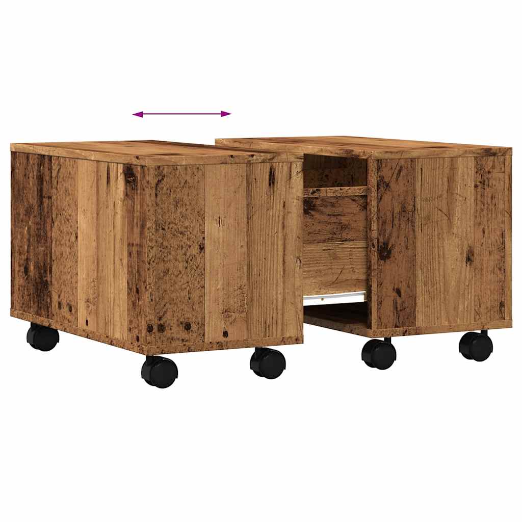 Salontafel 60x60x38 cm bewerkt hout oud houtkleurig