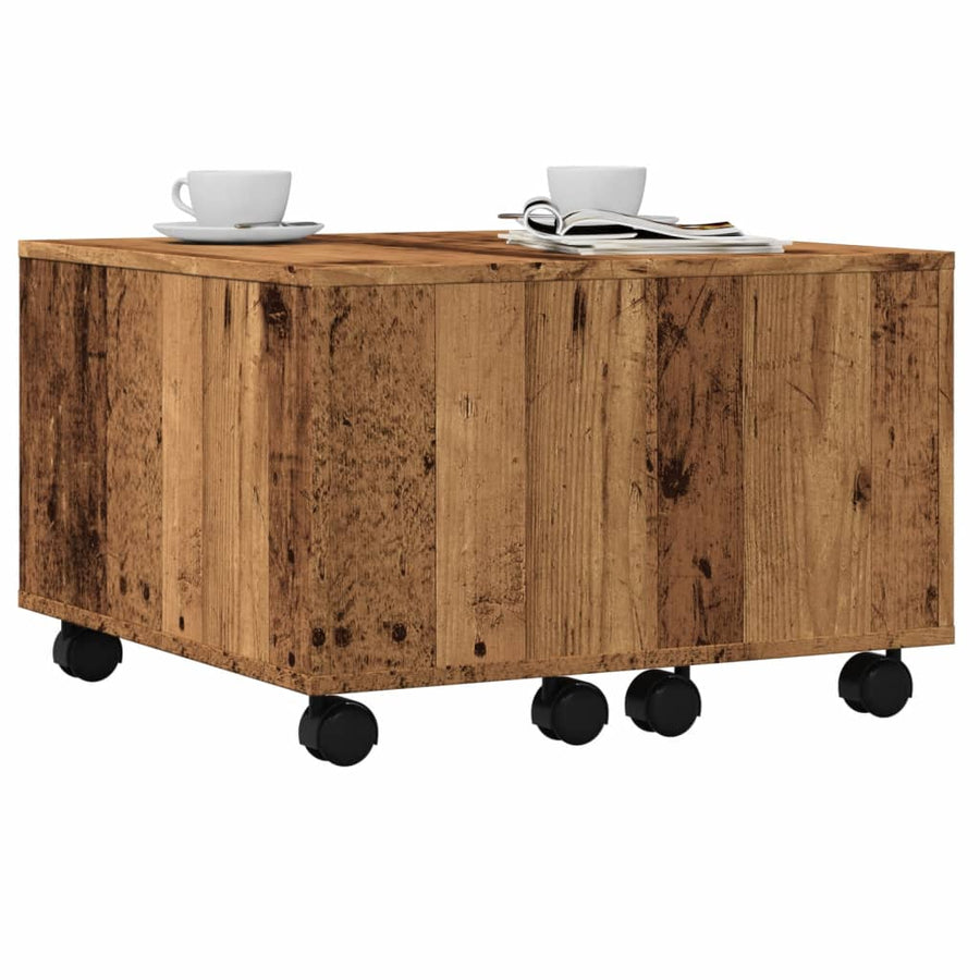 Salontafel 60x60x38 cm bewerkt hout oud houtkleurig