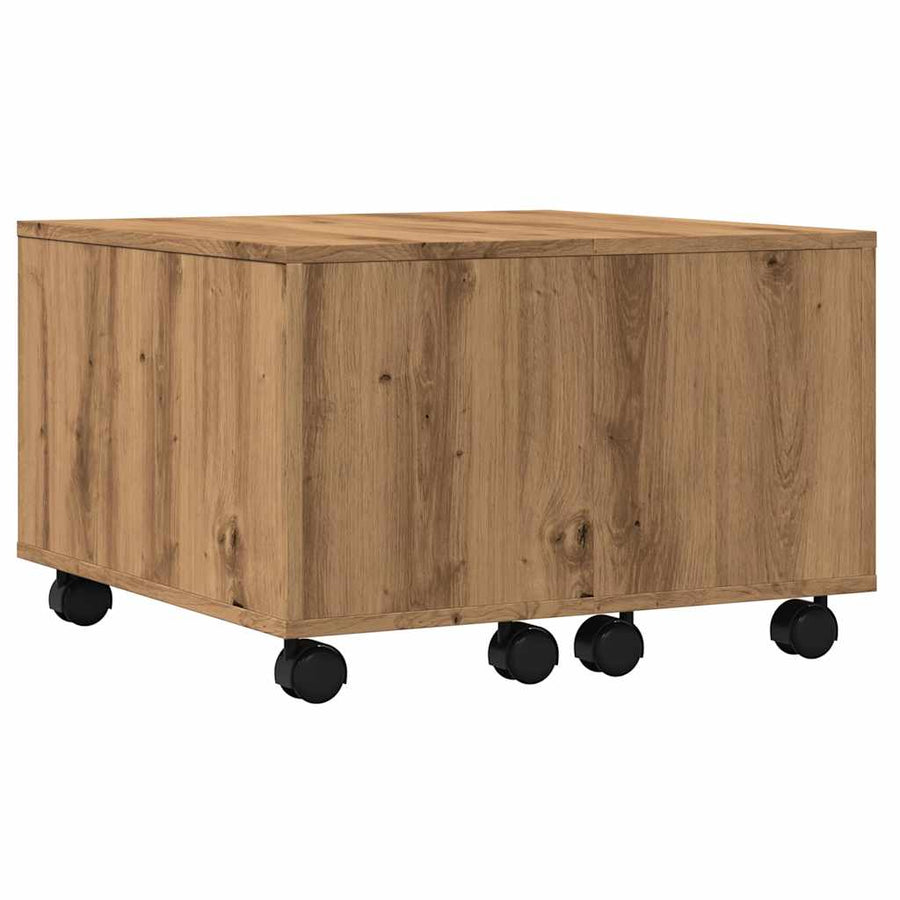 Salontafel 60x60x38 cm bewerkt hout artisanaal eikenkleurig