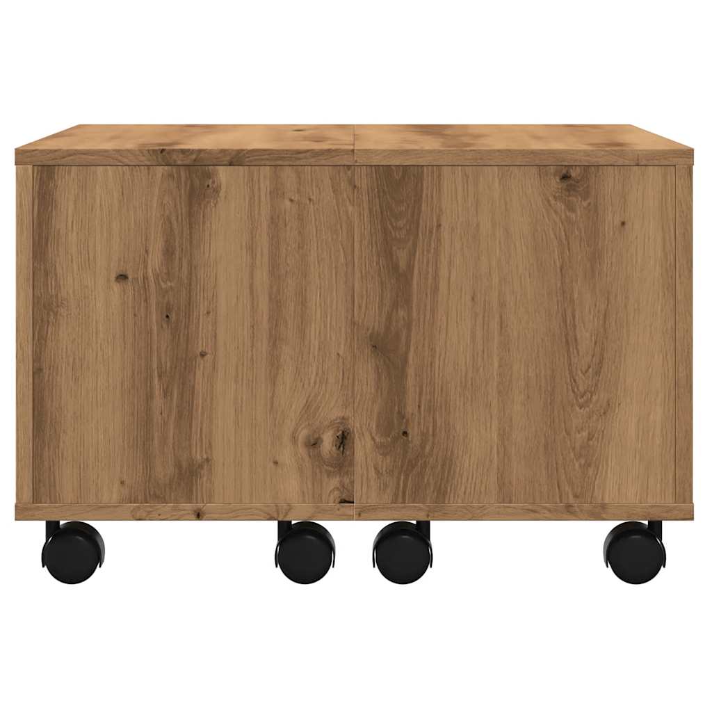 Salontafel 60x60x38 cm bewerkt hout artisanaal eikenkleurig
