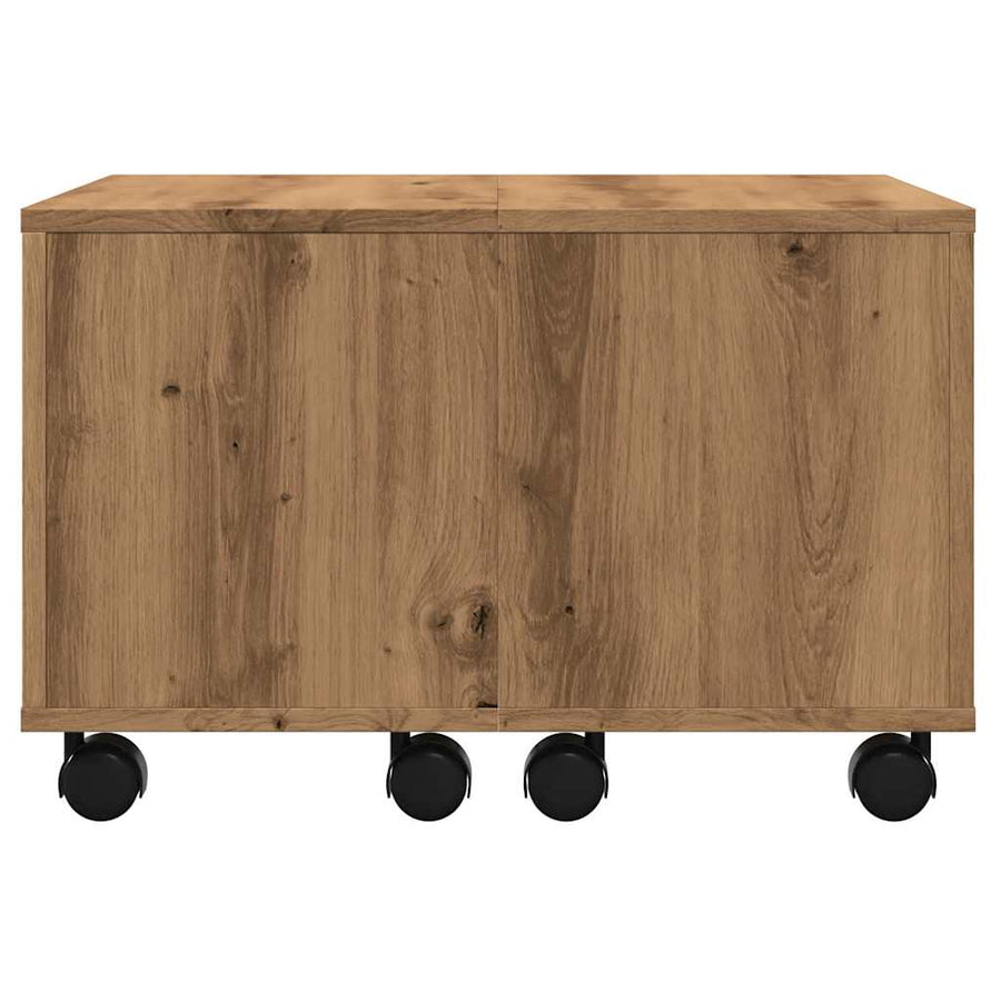 Salontafel 60x60x38 cm bewerkt hout artisanaal eikenkleurig