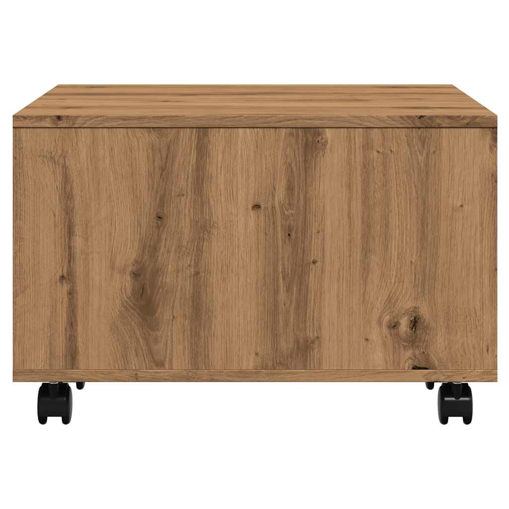 Salontafel 60x60x38 cm bewerkt hout artisanaal eikenkleurig