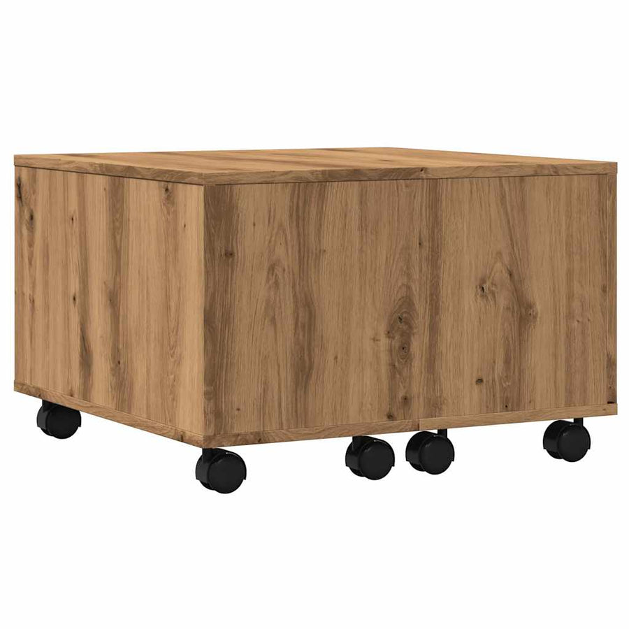 Salontafel 60x60x38 cm bewerkt hout artisanaal eikenkleurig