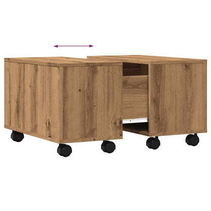 Salontafel 60x60x38 cm bewerkt hout artisanaal eikenkleurig