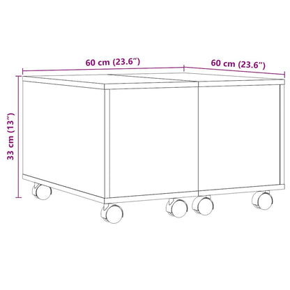 Salontafel 60x60x38 cm bewerkt hout artisanaal eikenkleurig