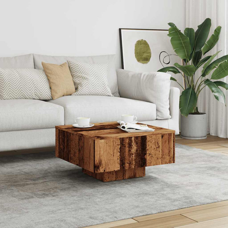 Salontafel 60x60x31,5 cm bewerkt hout oud houtkleurig