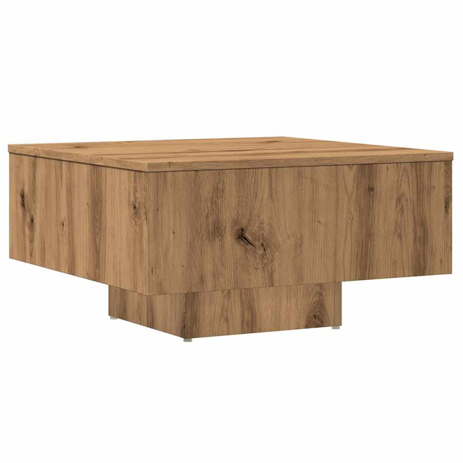 Salontafel 60x60x31,5 cm bewerkt hout artisanaal eikenkleur