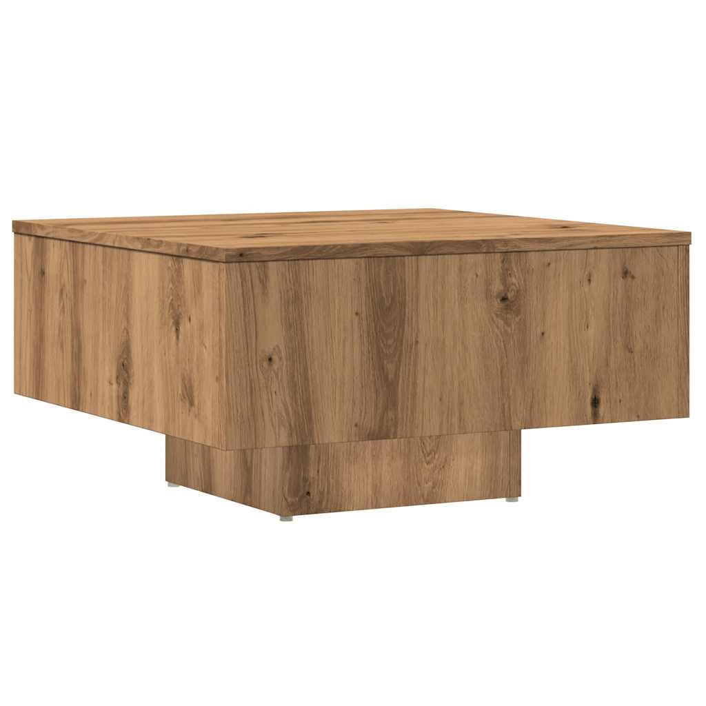 Salontafel 60x60x31,5 cm bewerkt hout artisanaal eikenkleur
