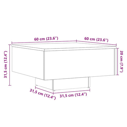 Salontafel 60x60x31,5 cm bewerkt hout artisanaal eikenkleur