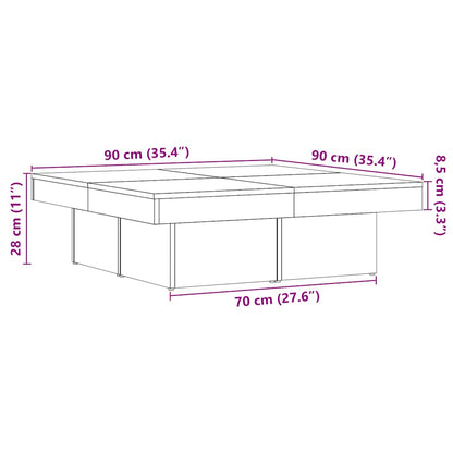 Salontafel 90x90x28 cm bewerkt hout oud houtkleurig