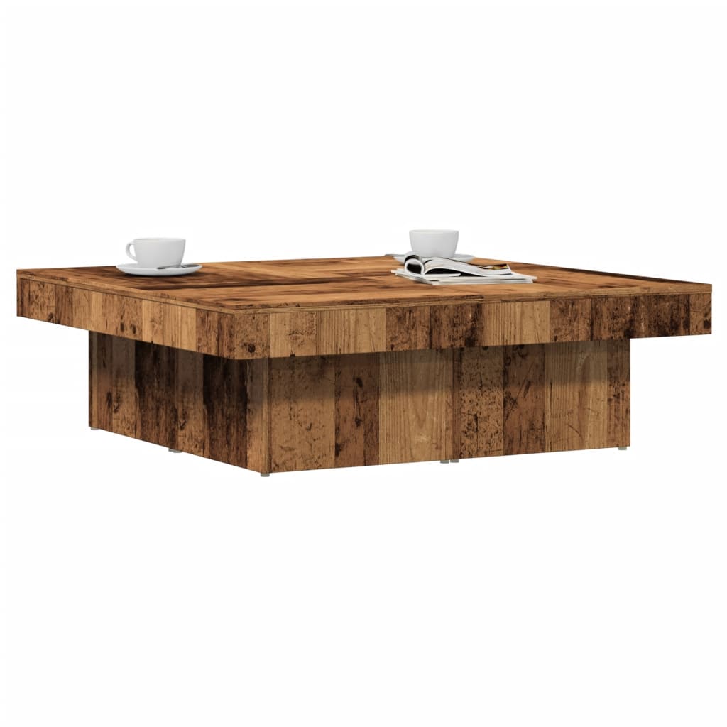 Salontafel 90x90x28 cm bewerkt hout oud houtkleurig