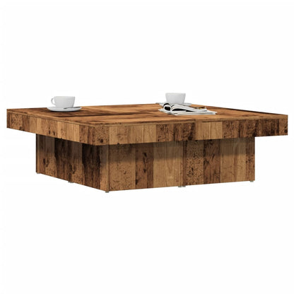 Salontafel 90x90x28 cm bewerkt hout oud houtkleurig