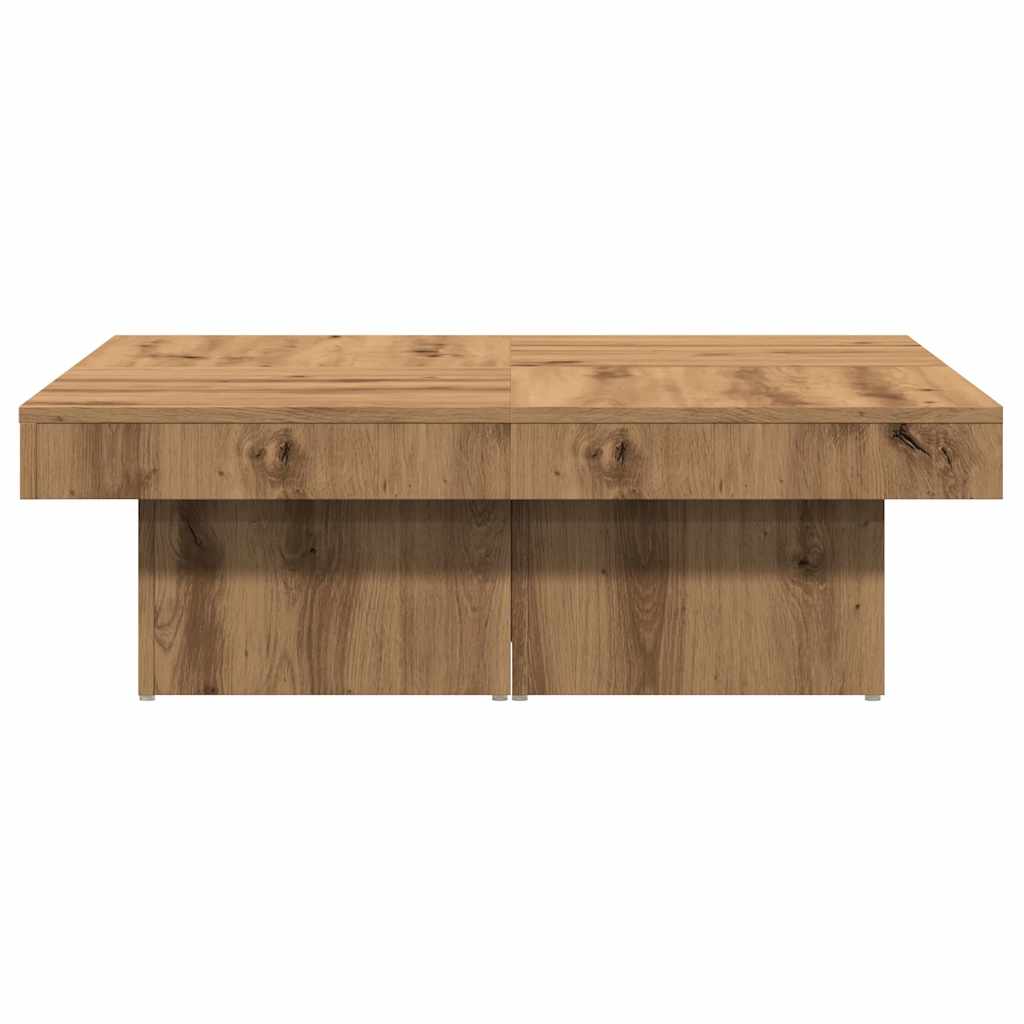 Salontafel 90x90x28 cm bewerkt hout artisanaal eikenkleur