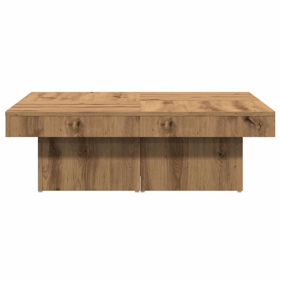 Salontafel 90x90x28 cm bewerkt hout artisanaal eikenkleur