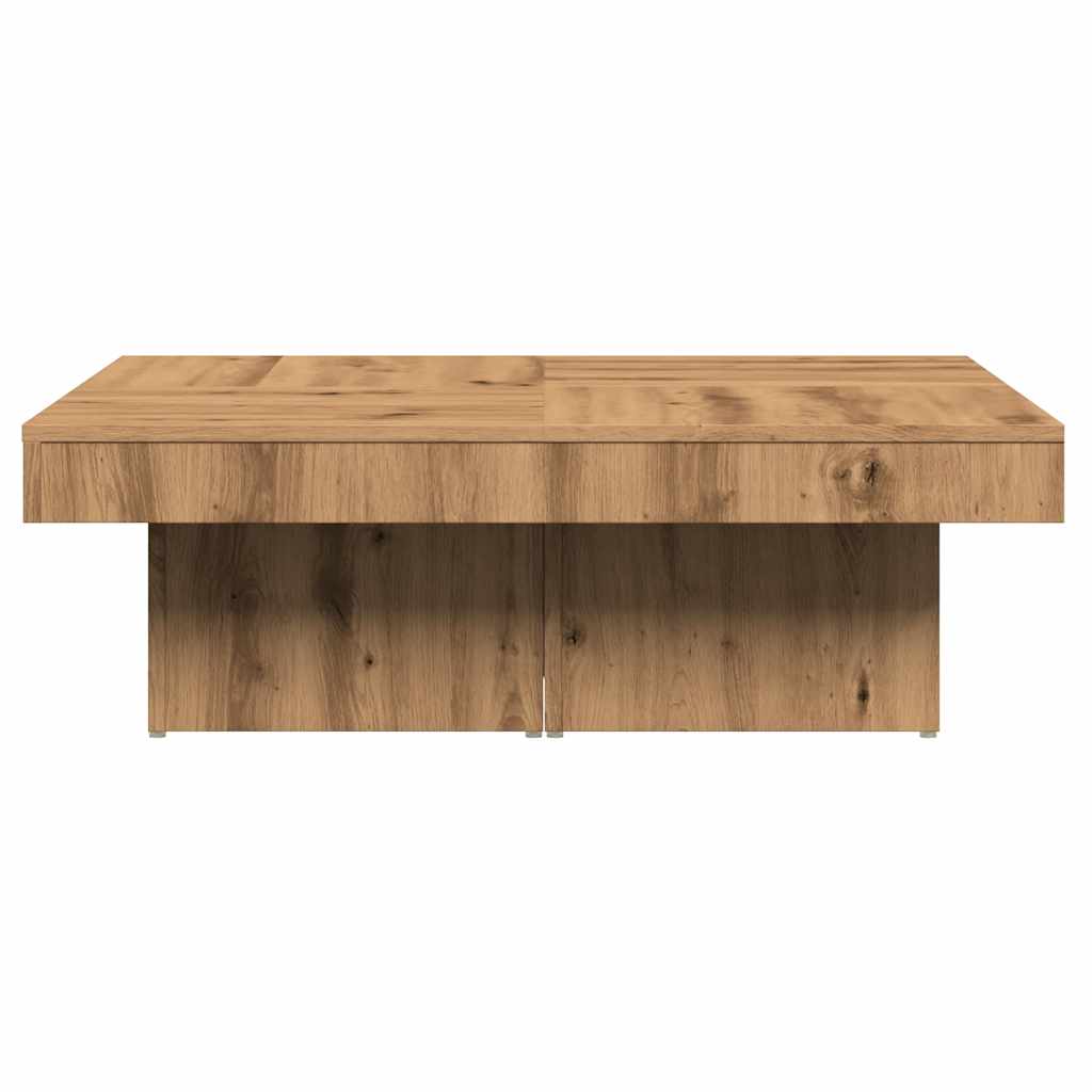 Salontafel 90x90x28 cm bewerkt hout artisanaal eikenkleur
