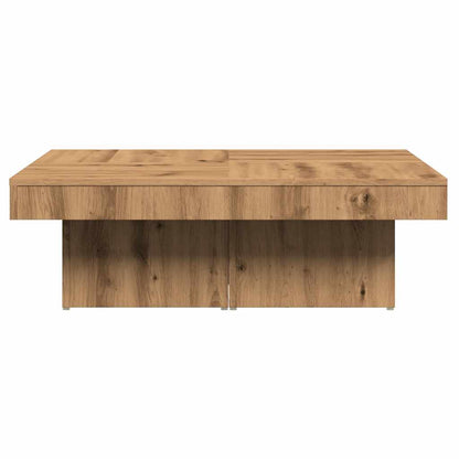 Salontafel 90x90x28 cm bewerkt hout artisanaal eikenkleur