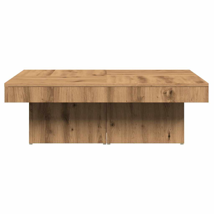 Salontafel 90x90x28 cm bewerkt hout artisanaal eikenkleur