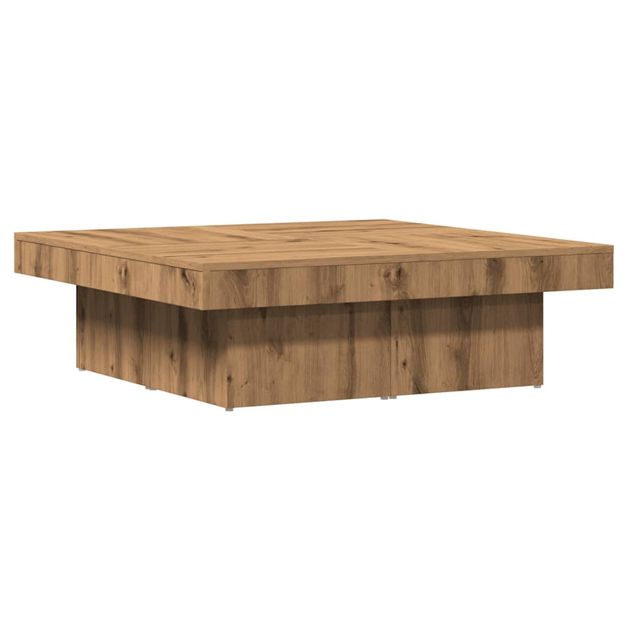 Salontafel 90x90x28 cm bewerkt hout artisanaal eikenkleur