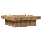 Salontafel 90x90x28 cm bewerkt hout eikenkleur