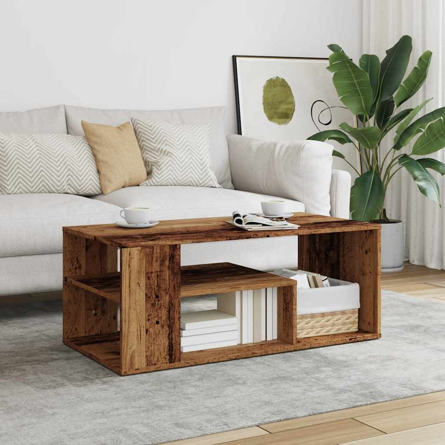 Salontafel 100x50x40 cm bewerkt hout oud houtkleurig