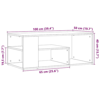 Salontafel 100x50x40 cm bewerkt hout oud houtkleurig