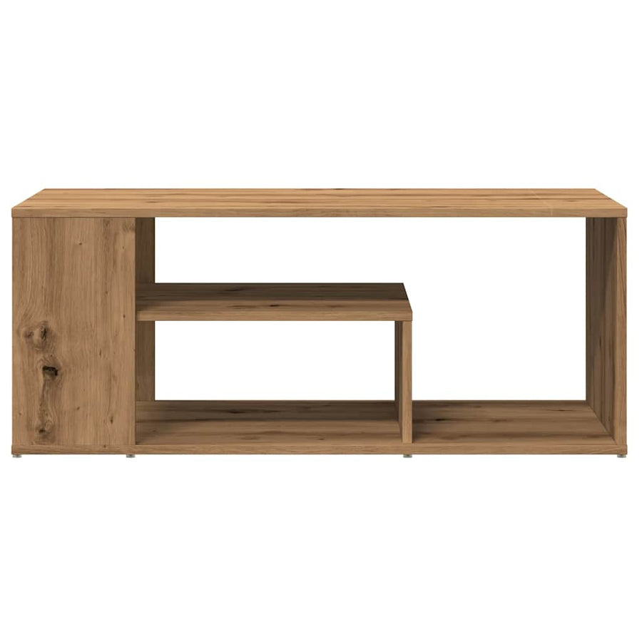 Salontafel 100x50x40 cm bewerkt hout artisanaal eikenkleurig