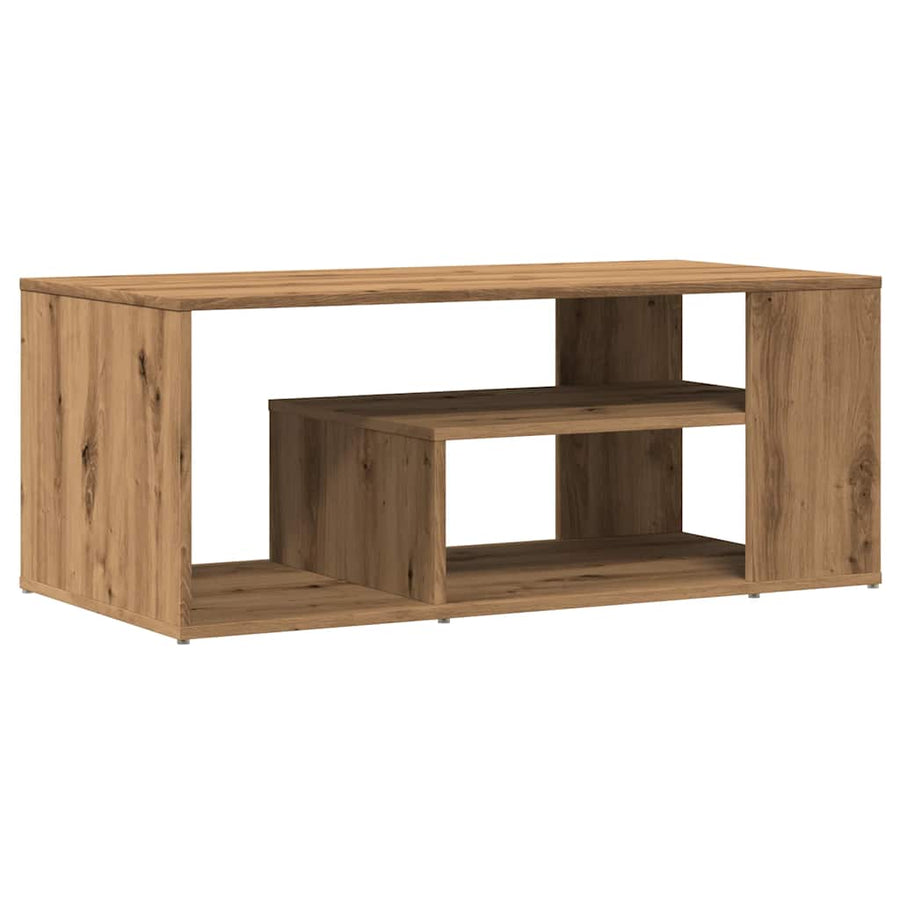 Salontafel 100x50x40 cm bewerkt hout artisanaal eikenkleurig